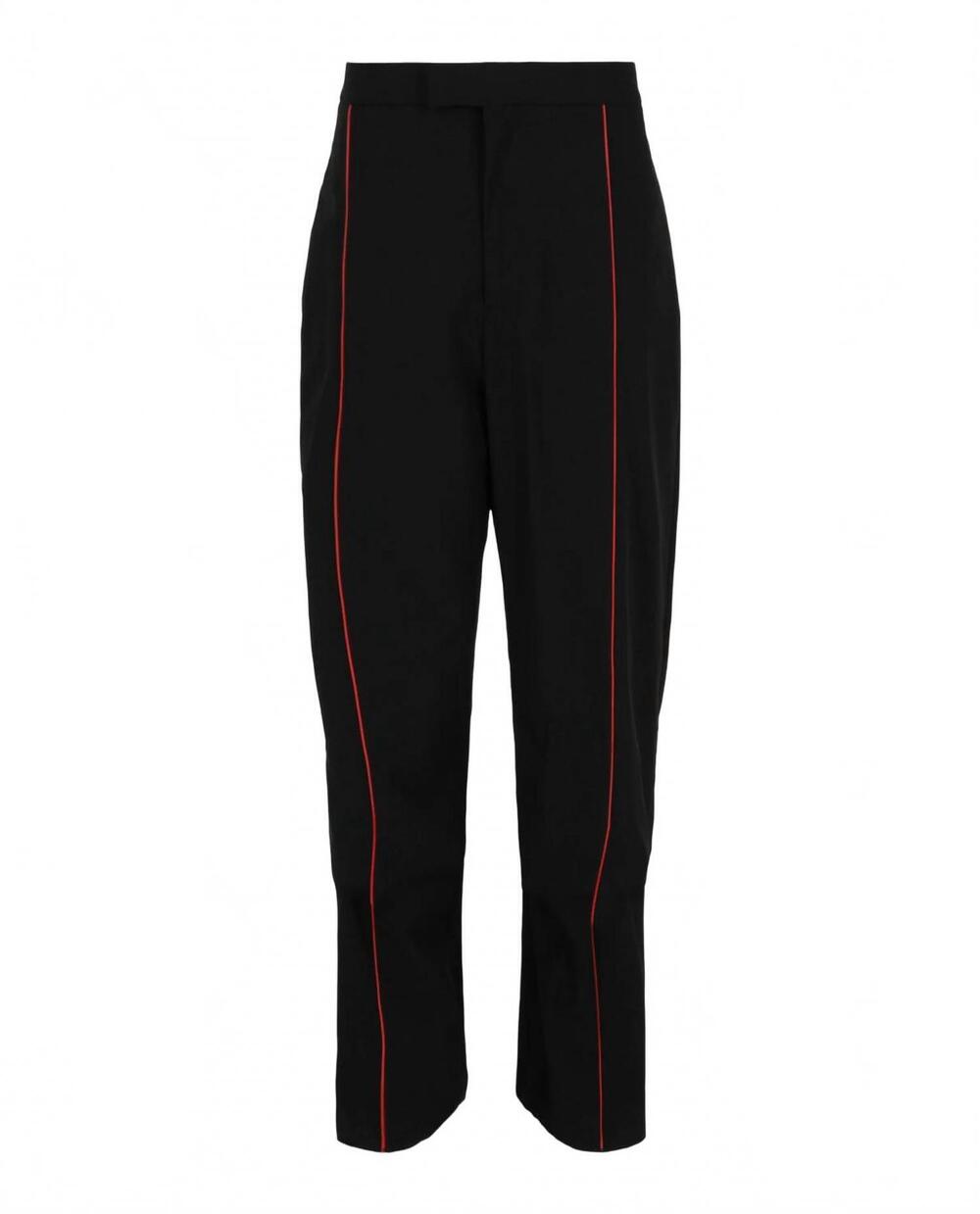 NEW SALVATORE FERRAGAMO men's contrasting-trim straight-leg track pants in black